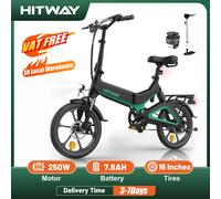 16 bici elettrica HITWAY W/36V pedale elettrico pieghevole assistenza con batteria 7.8ah, senza acceleratore, per adolescenti Gray