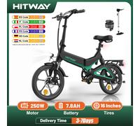 16 bici elettrica HITWAY W/36V pedale elettrico pieghevole assistenza con batteria 7.8ah, senza acceleratore, per adolescenti