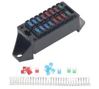 16 Blocchi di Fusibili A Lama, Portafusibili per Auto ATC/ATO 10A 15A 30A Automotive Fuse Box, 32 Terminali A Crimpare Wiring Hub, per Auto Camion Barca