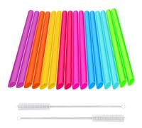 16 cannucce riutilizzabili multicolori Jumbo Boba con 2 spazzole per la pulizia