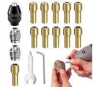 16 chiavi per mandrino per trapano, set multi mandrino per kit dado pinza Dremel, gambo di ricambio 0,5-3,2 mm, utensile rotante senza chiave, accessorio a cambio rapido per Dremel 3000 4000 7700 8200