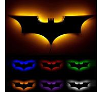 16 Colors 3D Creative Superhero LED Atmosphere Wall Light, 3D Bat Design LED Night Light Decoration for Halloween Party, Bedroom Window Decorations, Indoor and Outdoor Home Decals(Wired Plug- In)
