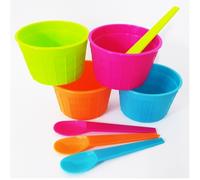 16 COPPE COPPETTE COLORATE DELICE CON CUCCHIAINO DA GELATO FRUTTA MACEDONIA