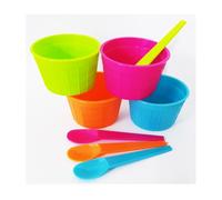 16 COPPE COPPETTE COLORATE DELICE CON CUCCHIAINO DA GELATO FRUTTA MACEDONIA