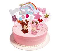 16 cupcake topper torta ragazza arcobaleno,decorazioni decori Topper per torte di buon compleanno cervo Sika cake topper happy birthday palloncino rosa nuvola per i bambini bambino ragazzo decorazione