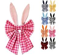 16" Easter Bunny Ear Wreath Bow,Decorative Spring Floral Bows with Rabbit Ears for Front Door, Tree Topper, and Holiday Home Decor
