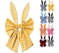 16" Easter Bunny Ear Wreath Bow,Decorative Spring Floral Bows with Rabbit Ears for Front Door, Tree Topper, and Holiday Home Decor