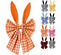 16" Easter Bunny Ear Wreath Bow,Decorative Spring Floral Bows with Rabbit Ears for Front Door, Tree Topper, and Holiday Home Decor
