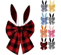 16" Easter Bunny Ear Wreath Bow,Decorative Spring Floral Bows with Rabbit Ears for Front Door, Tree Topper, and Holiday Home Decor