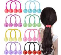 16 elastici per coda di cavallo con doppie sfere, graziosi elastici per capelli, colorati, con perline doppie, accessori elastici per capelli per donne e ragazze