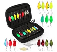 16 Esche Artificiali Spinning Trota, Spoon Trout Aarea 2.5/3.5/5g, Cucchiaini da Pesca Esch con Borsa Portatile, Trota Multicolore Cucchiaini Pesca Spoon, Pesc Spinner per Trote