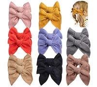 16 fiocchi per capelli a coda lunga, in cotone e lino, per bambine, fatti a mano, neutri, accessori per capelli per bambine e bambine