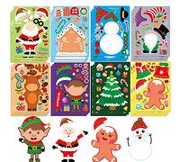 16 fogli di Adesivi per Bambini, Adesivi Natalizi make a face sticker, Adesivi natalizi per bambini, adesivi natalizi fai da te per bambini Bambini Giochi per feste in famiglia
