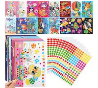 16 Fogli Dotty Sticker Art Kit Dotty Picture Art Per Bambini Dot Stickers Immagini Foglio Dot Stickers Colori Assortiti Dotty Art Supplies For Kids School Arts Crafts Project (16 Modelli)