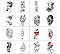 16 foglio Tatuaggi Temporanei Impermeabili E Di Lunga Durata Per Donne, Ideali Per Coprire Cicatrici, Con Sensuali Disegni Floreali Su Braccia E Cosce, Dall'Aspetto Realistico.