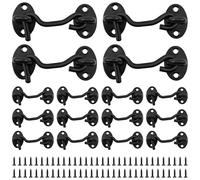 16 ganci tempesta con occhiello in acciaio inox, lunghezza 75 mm, con 64 viti, antiruggine, per porte scorrevoli, armadi, garage