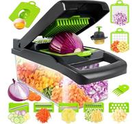 16 In 1 Mandolina per Verdure, Taglia Verdure Multifunzione, Mandolini da Cucina Manuale, Tagliaverdure Manuale con 8 Lame Diverse per Aglio, Cavolo, Carote, Patate, Pomodori, Peperoni