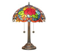 16 inch Lamp Stained Glass Table Lamp Red Yellow Black Rose Floral Bedroom Bedside Luxury Table Lamp Desk Reading Light Home Decor Living Room Office Lighting,Blue
