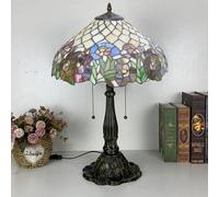16 inch Wide Lamp Handmade Stained Glass Bedside Table Lamp Rose Desk Light for Kitchen Corner Office Bedroom Living Room Wedding,Red