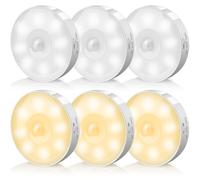 16 LED Luce Notturna LED Ricaricabile USB, Bianco Caldo e bianco freddo uce a induzione Interna, Attrazione Magnetica Luce Notturna Sensore Movimento, Per Armadietto, Scale, Cucina, Corridoi-6 Pezzi