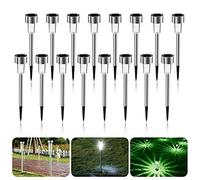 16 luci solari da giardino, lampada solare da giardino in acciaio inox, impermeabile, lampada solare da giardino, luce solare, decorazione per esterni, luci di sicurezza, giardino patio prato