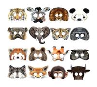 16 maschere di carta con animali selvatici maschere realistiche per il viso con animali selvatici, viso leopardo, per bambini, cosplay, per ragazzi, ragazze, uomini, donne, compleanni, giochi di