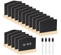 16 mini lavagne con supporto, 10,2 x 7,6 cm, lavagne in legno riutilizzabili, con pennarelli, ideali per buffet, matrimoni, feste