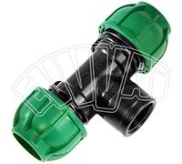 16 MM X 3/4" F X 16 MM - TEE RACCORDO A T COMPRESSIONE PER TUBO PN IRRIGAZIONE