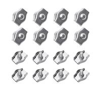 16 morsetti per funi metalliche, morsetti di fissaggio in acciaio inox, clip Simplex, elementi di fissaggio per stendibiancheria, striscioni, fissaggio tenda (M2)