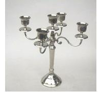 16 " Ottone Candelabro Placcato Argento ~Portacandele~ Portacandele 5 Luce