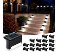 16 Pack Dusk to Dawn Solar Fence Light - Warm White Solar Wall Lights Outdoor Waterproof with Auto On-Off LED - 10 Lumens Glow Outdoor Lighting for Fence, Deck, Garden, Yard, Patio, Balcony, Garage