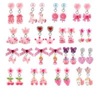 16 paia di orecchini a clip per bambine, senza foro, unicorno, sirena, principessa, con cuscinetti per le orecchie, per tutti i giorni, feste di compleanno, Einheitsgröße, plastica, resina, metallo, 1