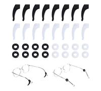 16 paia di supporti per le orecchie per occhiali, in silicone, antiscivolo, a due stili, per occhiali da sole, occhiali da lettura (nero, trasparente)
