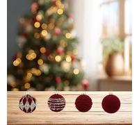 16 palline di Natale classiche per uso festivo, con nucleo in plastica robusta e morbido trapuntato, adatte per decorazioni per alberi e feste (palline rosse, 16 pezzi)