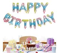 16" Palloncino Buon Compleanno Ghirlanda Arcobaleno Blu per Bambina Ragazze, Blue Lettere Happy Birthday Banner Decorazioni, Foil Elio Gonfiabile Palloncini Tanti Auguri Balloons per Donna Feste
