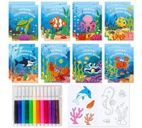 16 pcs mini libri da colorare riempitivi per feste sotto il mare con pennarelli piccoli libri di attività con animali dell'oceano sirena e regali di compleanno
