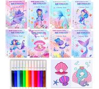 16 pcs mini libri da colorare riempitivi per feste sotto il mare con pennarelli piccoli libri di attività con animali dell'oceano, sirena e regali di compleanno
