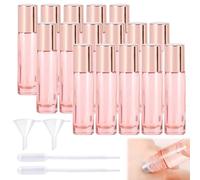 16 PCS Roll On Vuoto per Oli Essenziali,Flaconi Roll-On per Oli Essenziali 10ML,Roll On Bottiglie,Ricaricabili Bottiglia a Rullo in Vetro,Bottiglie Flaconcini Vuoti per Oli Essenziali per Aromaterapia