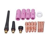 16 Pcs Welding Torch Accessories Kit, TIG Welding Torch Parts Set with Ceramic Nozzle Pressure Cap Collets Body Electrode Clip PTFE Cover for WP17 WP18 WP26 Air and Water Cooled To