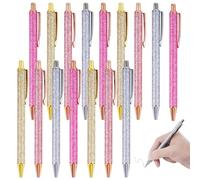 16 penne retrattili scintillanti con design in metallo oro rosa, punta media 1 mm, inchiostro nero per ufficio, diari e regali, in 4 splendidi colori