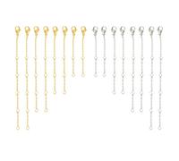 16 Pezz Estensione per Gioielli Making, Argento Oro Estensore per Collana in Acciaio Inossidabile, 5/10/15/20 cm Collana Extender per Allungare la Tua Collana, Bracciale, Cavigliera(4 Taglie)