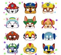 16 pezzi/12 pezzi/2 pezzi, Set di maschere a mezza faccia a tema Paw Patrol, Maschera di carta a forma di cane fai-da-te, Maschera per feste, Maschera di personaggi di cani cartoni animati, Perfetta p