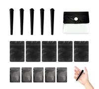 16 Pezzi 120mm Custodie per Sigarette Coniche Set, Tubo in Plastica Nera a Tenuta Stagna, Sigillato, Include 5 Custodie per Sigarette Coniche, 10 Sacchetti a Prova di Odore, 1 Sacchetto per la Cenere