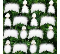 16 Pezzi Addobbi Albero di Natale Piume Bianche, Decorazioni Natalizie Bianche Fantasia Angelo Piuma, Bianche Addobbi Natalizie per la Casa angioletti natalizi