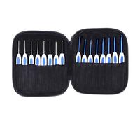 16 pezzi all'uncinetto set in lega in alluminio ergonomico manico sottile a grossolano per il maglione a mano (Set di porcellane blu e bianco)