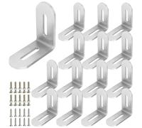 16 pezzi angolo a L in acciaio inox con 2 fori lunghi, 50 x 50 mm, spessore 2,8 mm, connettore angolare regolabile in acciaio inox, angolo di regolazione con foro lungo da 35 mm, angolo di carico