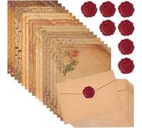 16 Pezzi Carta Da Lettere Con Busta E Adesivo Buste Di Carta Kraft Vintage Carta