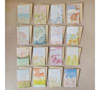 16 pezzi Cartoline d'auguri dallo stile pittorico con 16 buste, design artistico di stile pittorico, design vento curativo, modello di paesaggio floreale, semplice ma non banale, adatto a varie scene