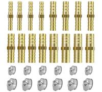 16 pezzi connettori per tubi in ottone, raccordi in ottone per tubo flessibile, connettore diritto spinato in ottone, con 12 morsetti per tubo in 2 misure, per lavatrice, balcone, toilette, giardino