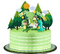 16 Pezzi Decorazioni Torta Dinosauri, Decori 3D per Torta a Tema Dinosauri, DIY Dinosauro Topper Torta Compleanno, Albero Giungla Tema Torta Toppers, Forniture per Feste di Compleanno per Bambini